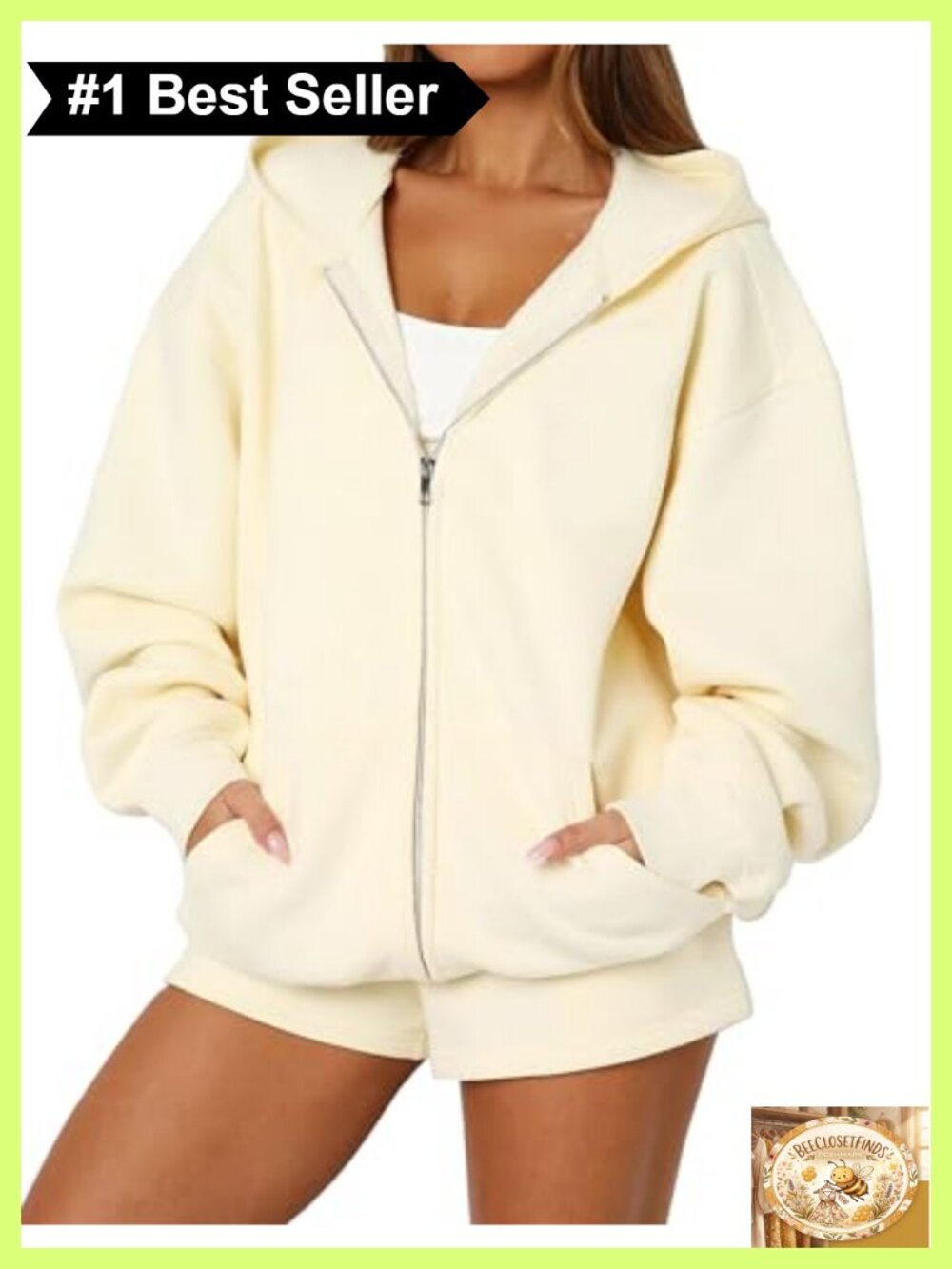Oversized Zip Up Hoodie Womens Fleece Lined Long Sleeve Hooded Sweatshirt